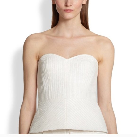 TRINA TURK Sweetheart Strapless Blouse Cream Sz 12 - Picture 1 of 9